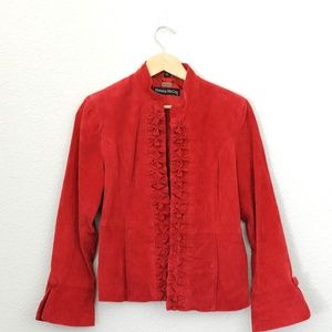 Vintage 90s/00s Red Leather Suede Jacket - M